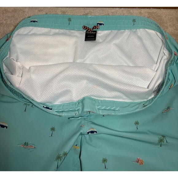 Far West Swim Shorts Mens Aqua Trunks Tropical Print Palm Trees Pockets Lined - Picture 9 of 11